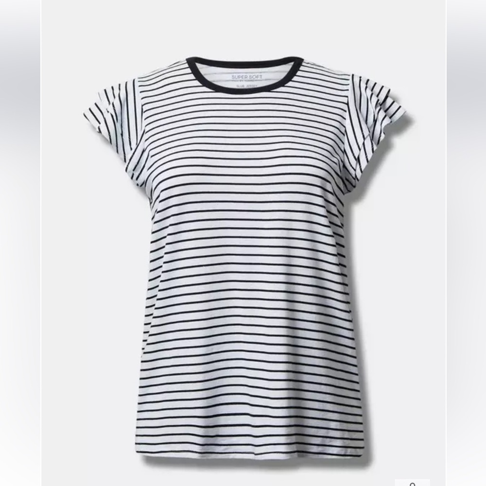 Torrid Black and White Striped Slub Jersey Tee